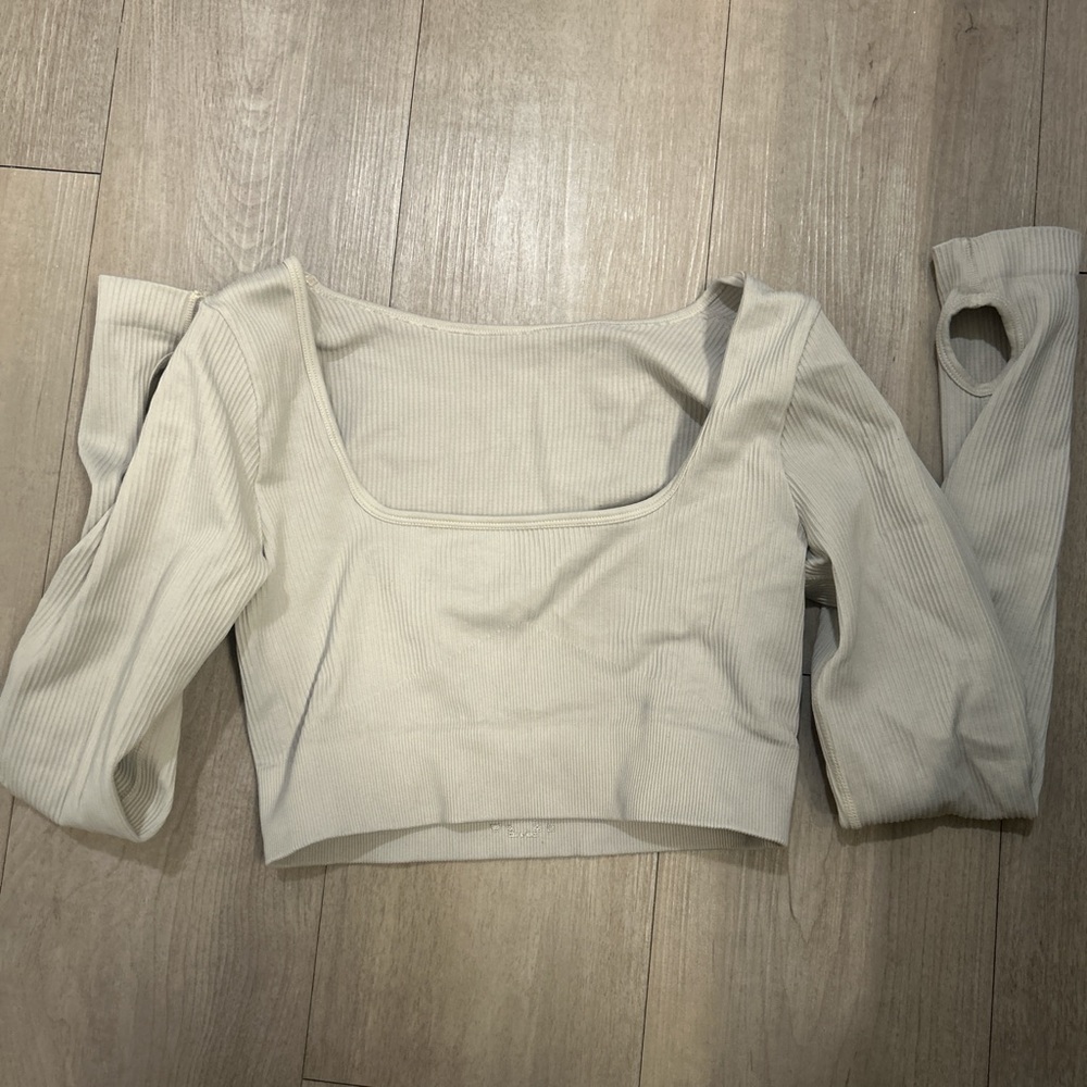 Women's Cream Ribbed Top